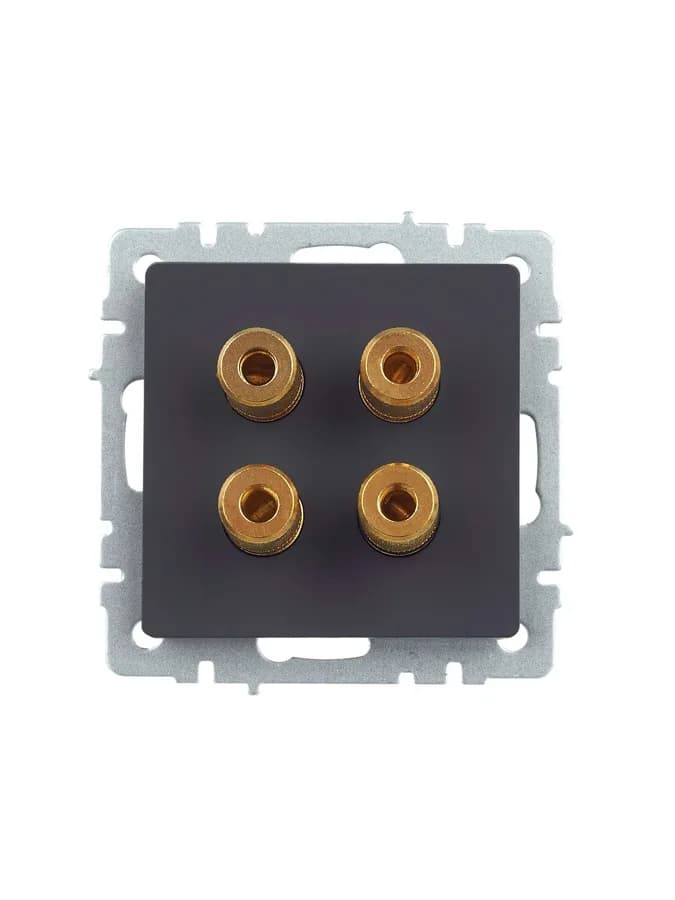 Розетка четырёхместная аудио IEK BRITE BR-S40-K53 (графит), фото 2