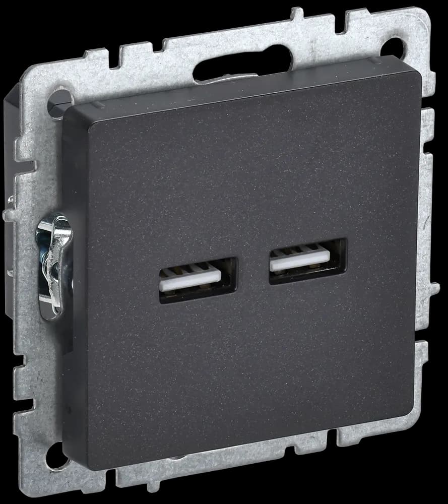 Розетка USB IEK BRITE BR-U21-D31-K02 (черный)