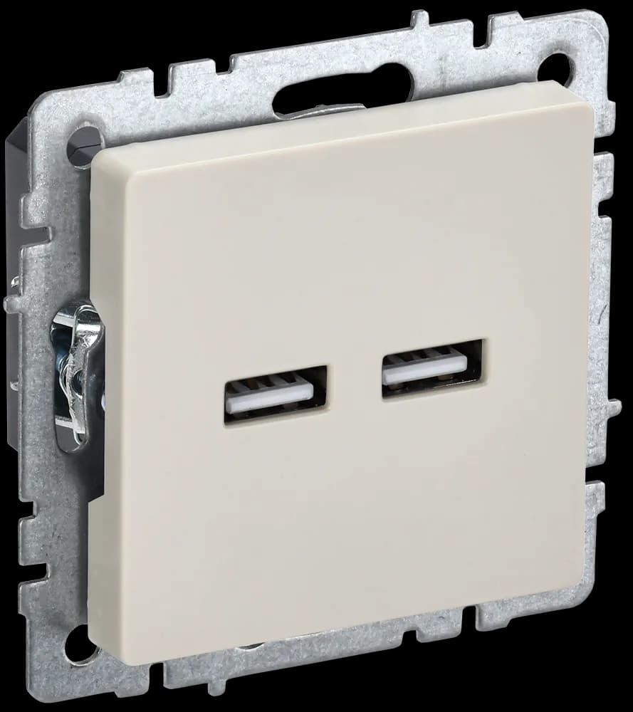 Розетка USB IEK BRITE BR-U21-D31-K10 (бежевый)