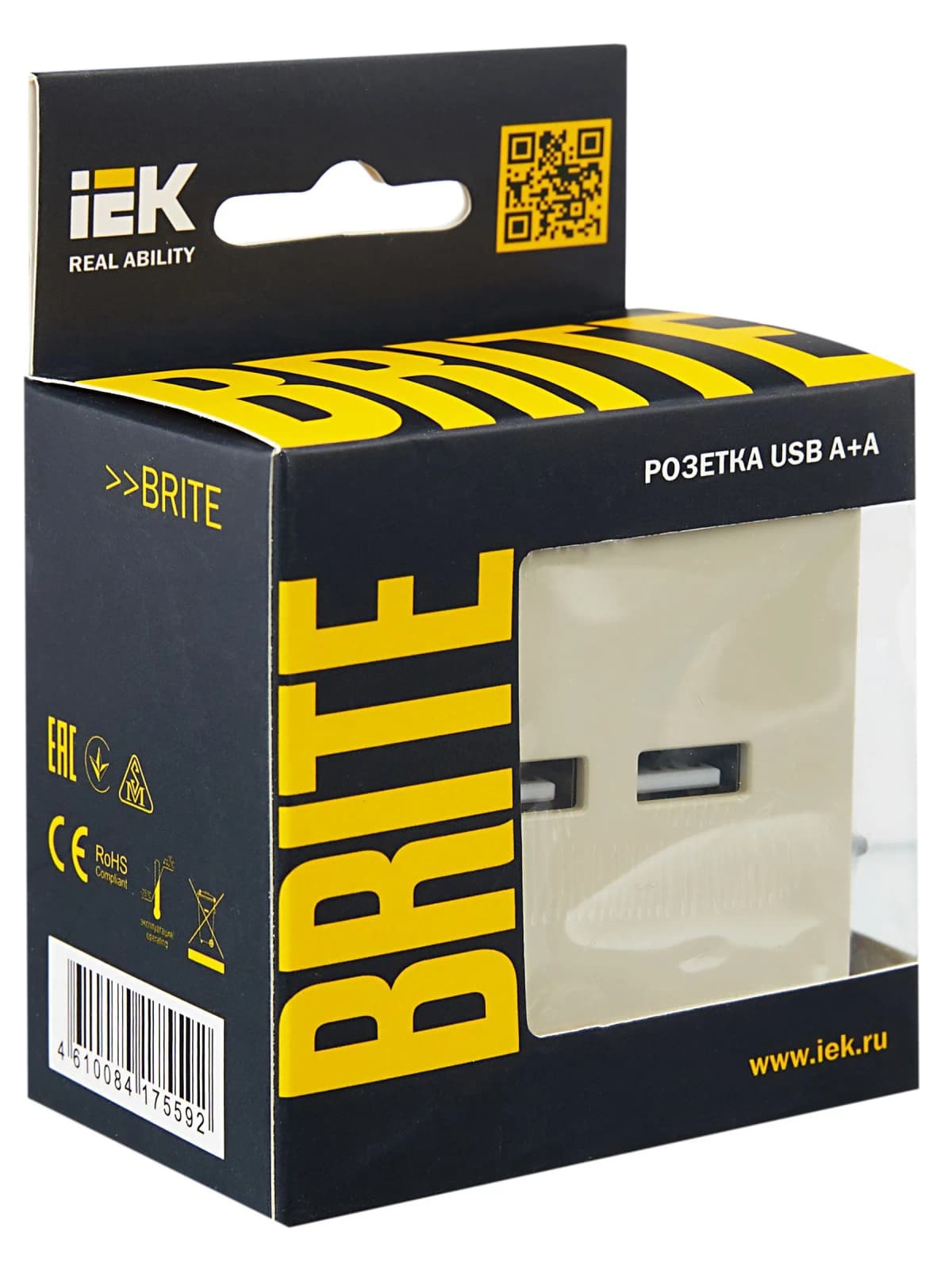 Розетка USB IEK BRITE BR-U21-D31-K10 (бежевый), фото 2