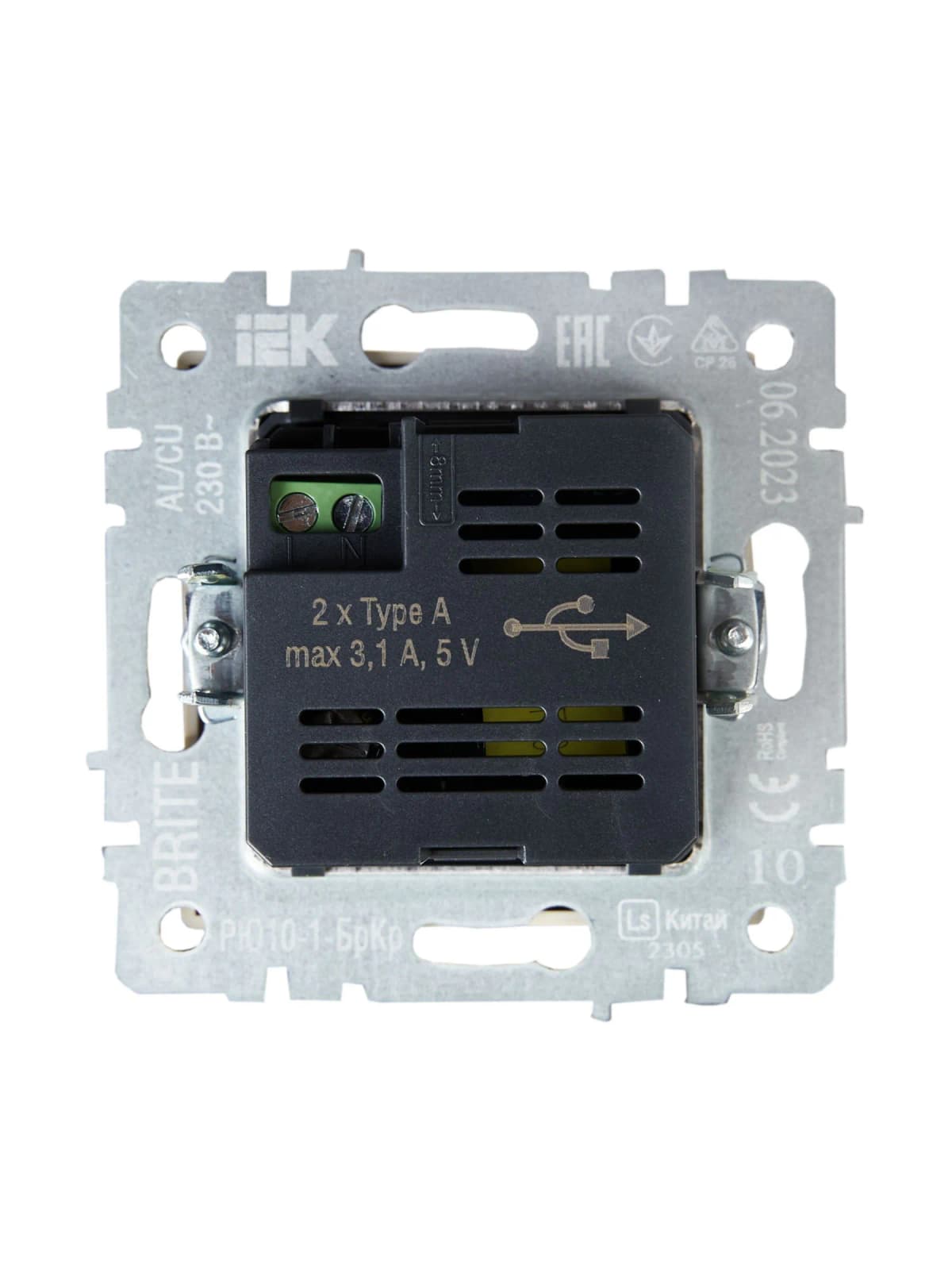 Розетка USB IEK BRITE BR-U21-D31-K10 (бежевый), фото 3