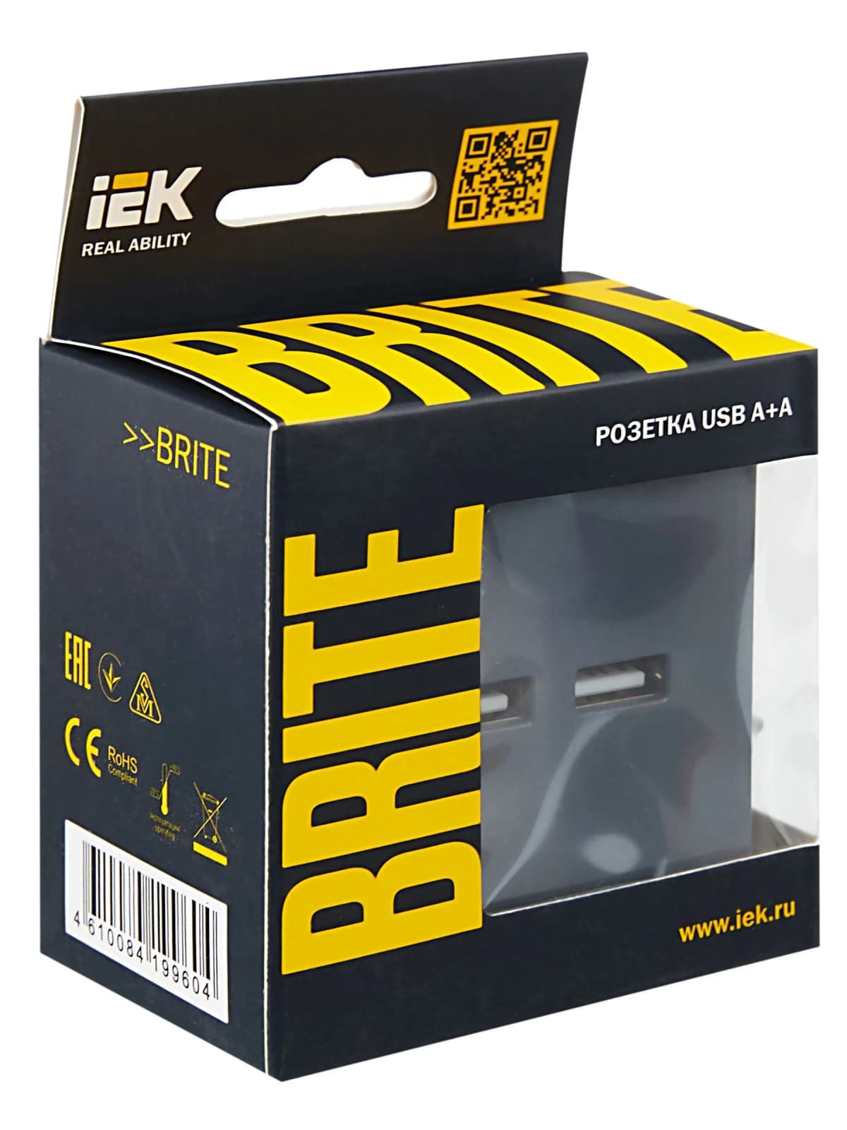 Розетка USB IEK BRITE BR-U21-D31-K35 (маренго), фото 2