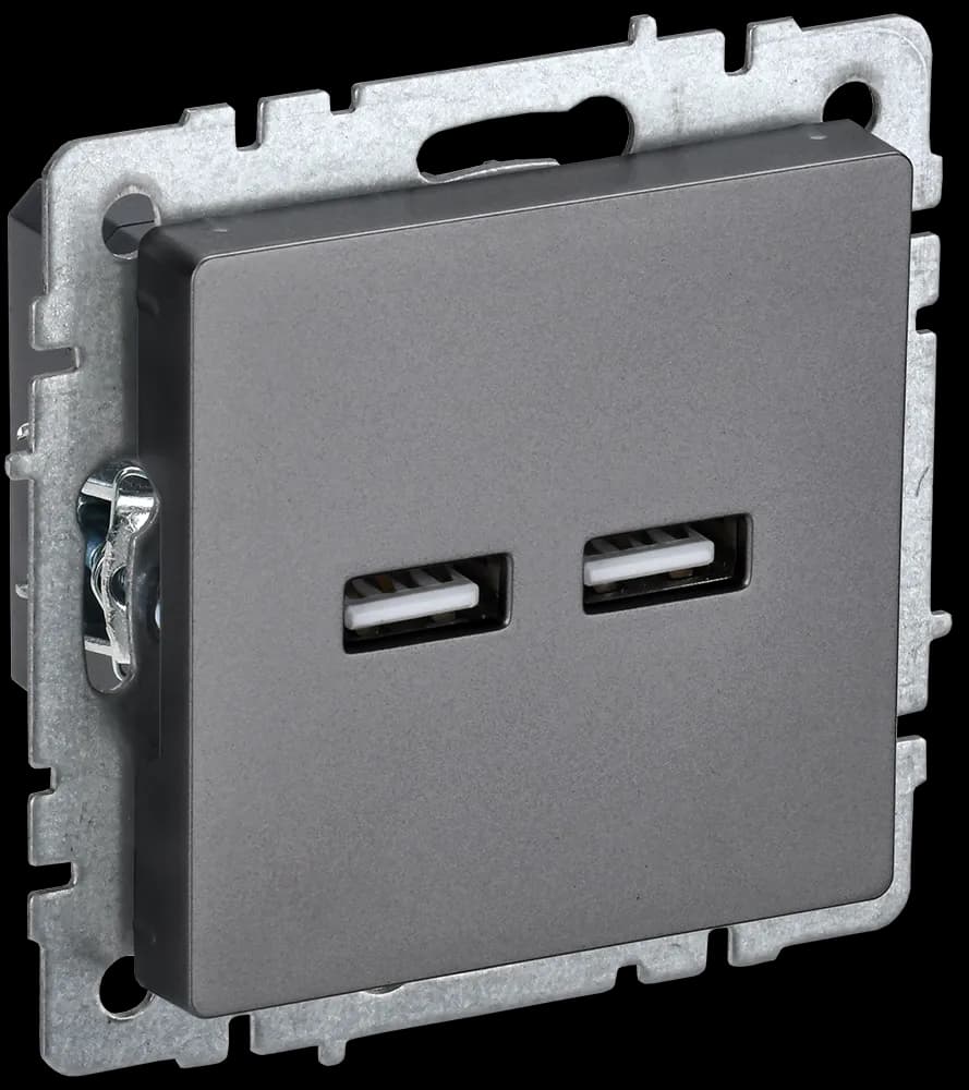 Розетка USB IEK BRITE BR-U21-D31-K46 (сталь)