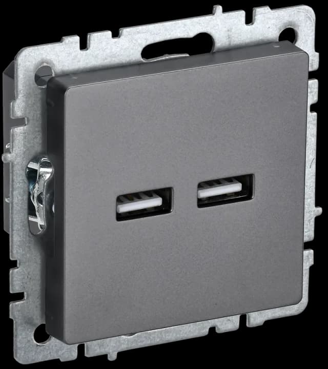 Розетка USB IEK BRITE BR-U21-D31-K46 (сталь)