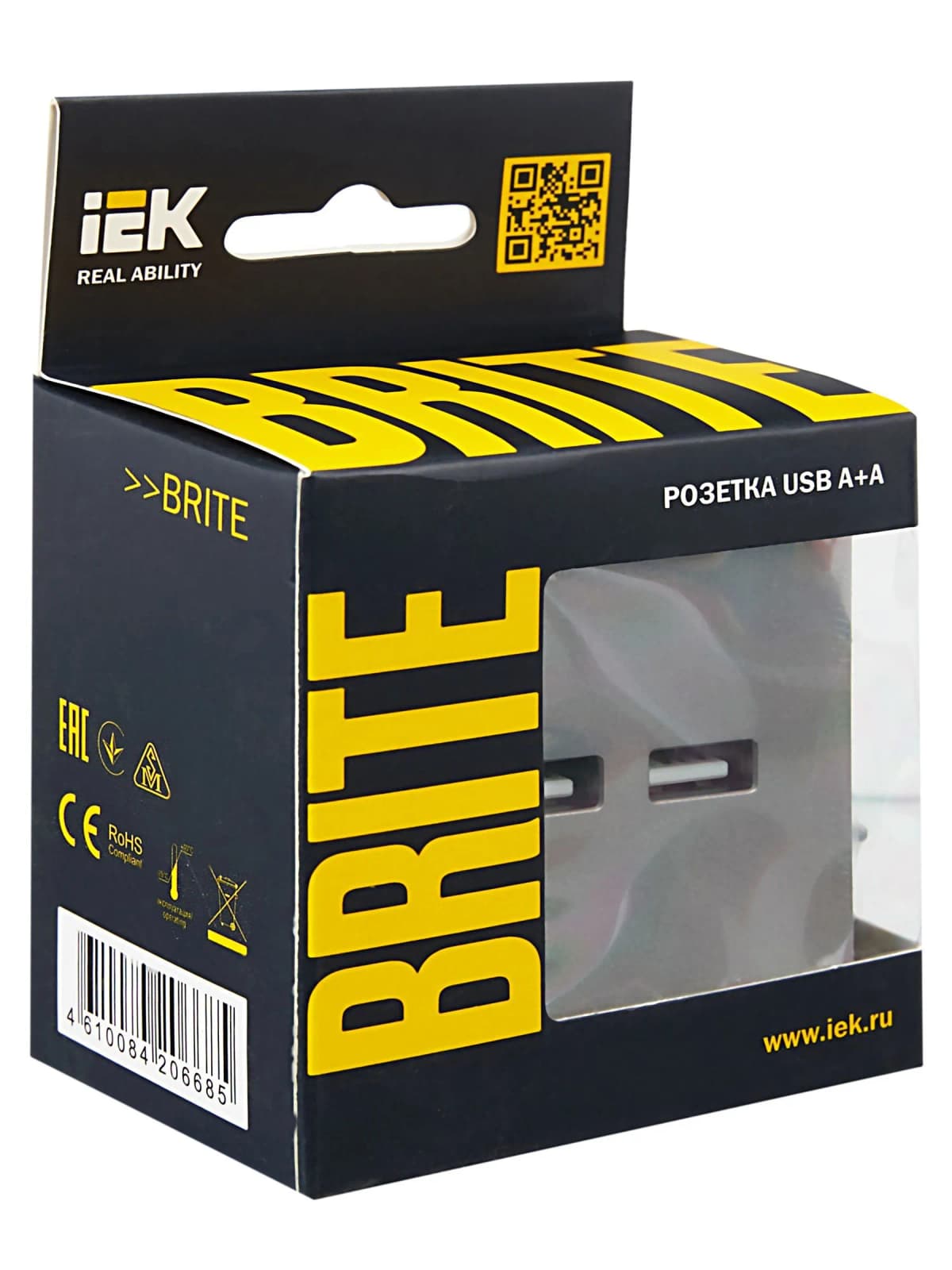 Розетка USB IEK BRITE BR-U21-D31-K46 (сталь), фото 2