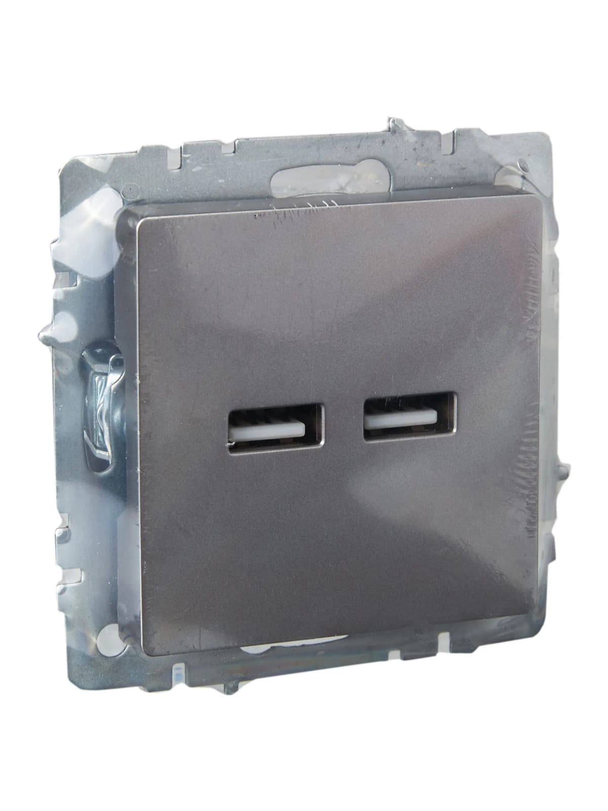 Розетка USB IEK BRITE BR-U21-D31-K46 (сталь), фото 3