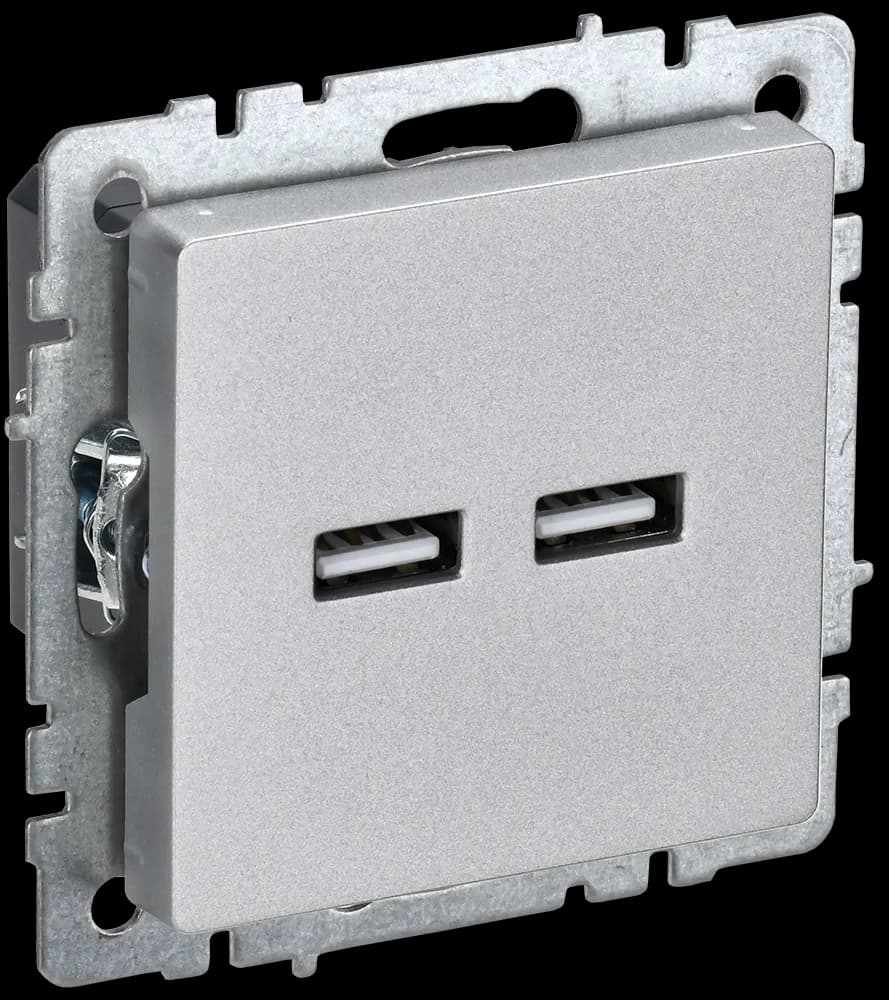 Розетка USB IEK BRITE BR-U21-D31-K47 (алюминий)