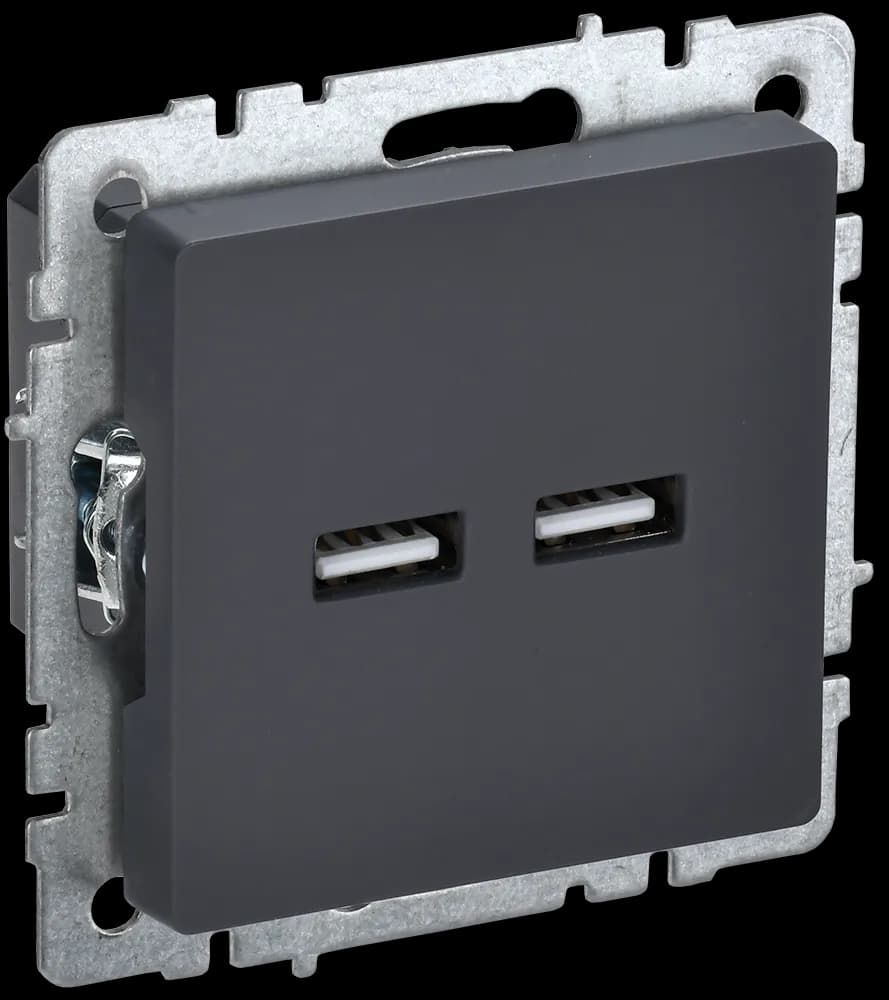 Розетка USB IEK BRITE BR-U21-D31-K53 (графит)
