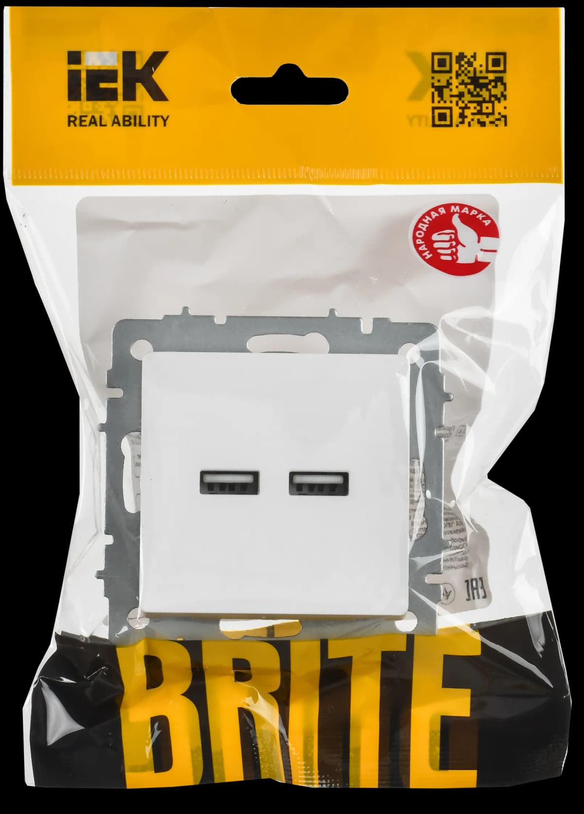 Розетка USB IEK BRITE BR-U21-D31-K91 (белый арктический), фото 2