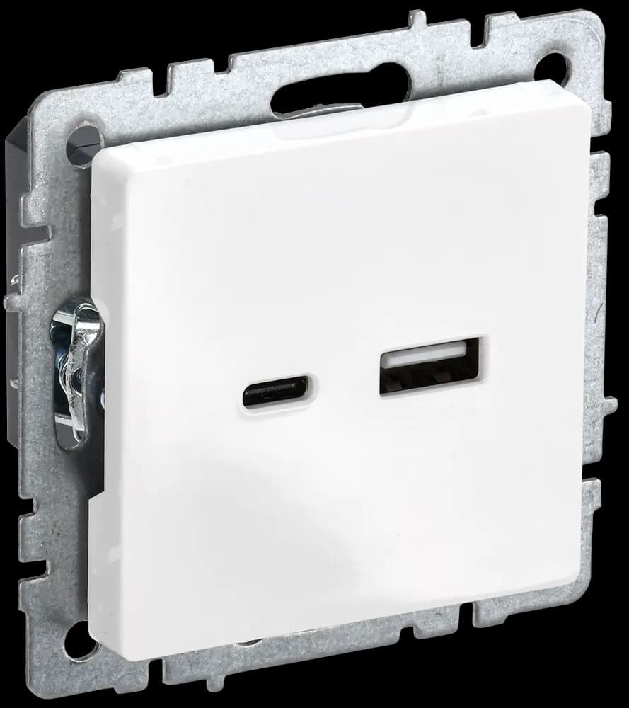Розетка USB IEK BRITE BR-U22-018-K01 (белый)