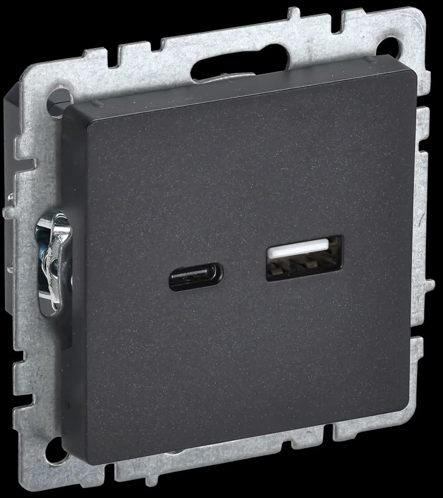 Розетка USB IEK BRITE BR-U22-018-K02 (черный)