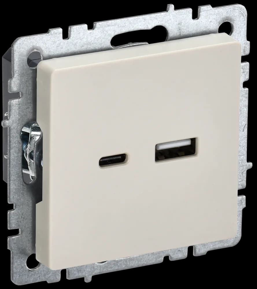Розетка USB IEK BRITE BR-U22-018-K10 (бежевый)