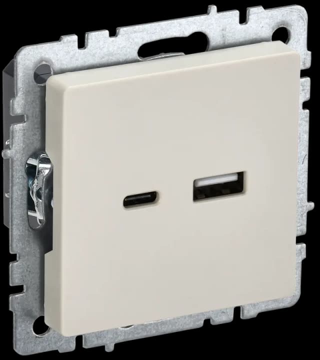 Розетка USB IEK BRITE BR-U22-018-K10 (бежевый)