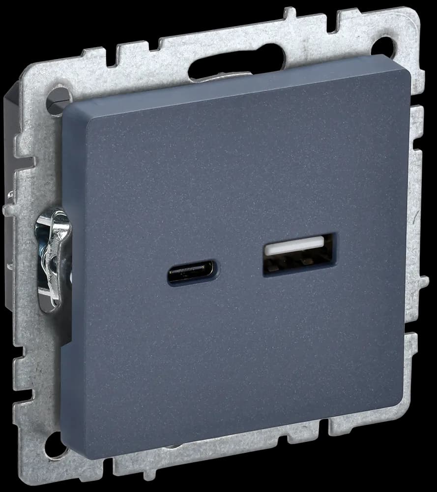 Розетка USB IEK BRITE BR-U22-018-K35 (маренго)