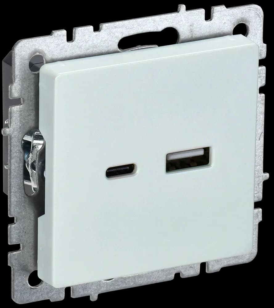 Розетка USB IEK BRITE BR-U22-018-K36 (жемчужный)