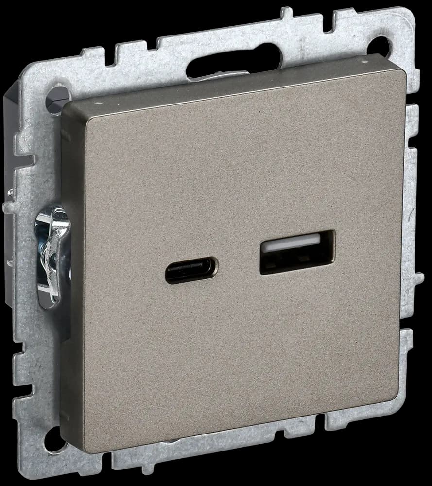 Розетка USB IEK BRITE BR-U22-018-K37 (шампань)