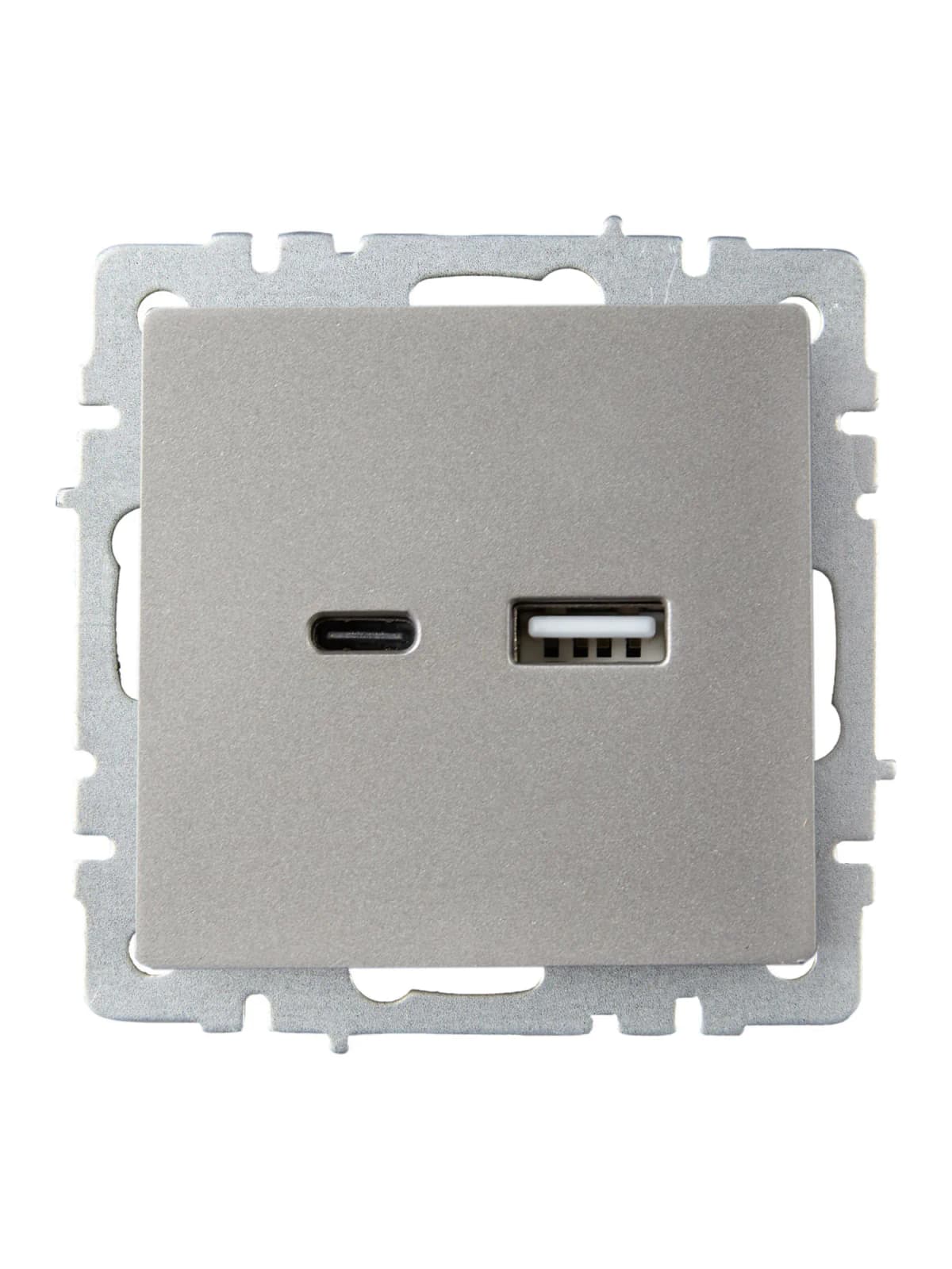 Розетка USB IEK BRITE BR-U22-018-K46 (сталь), фото 3