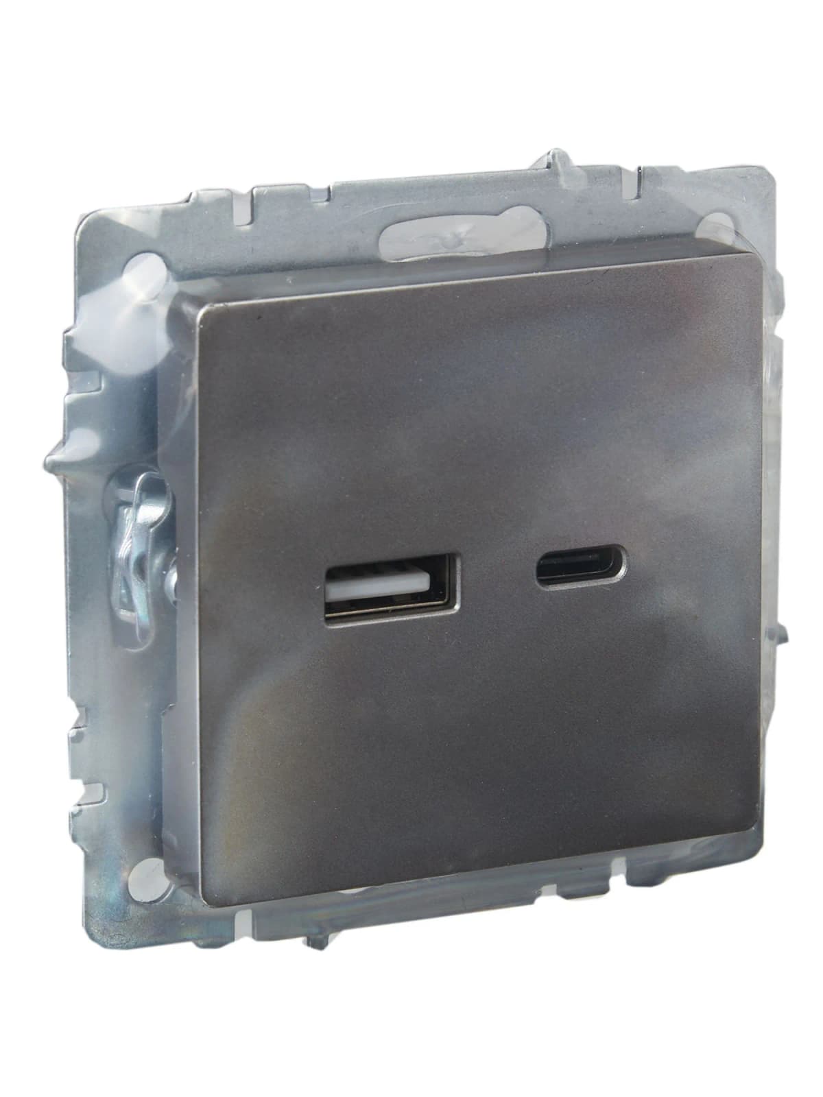 Розетка USB IEK BRITE BR-U22-018-K46 (сталь), фото 4
