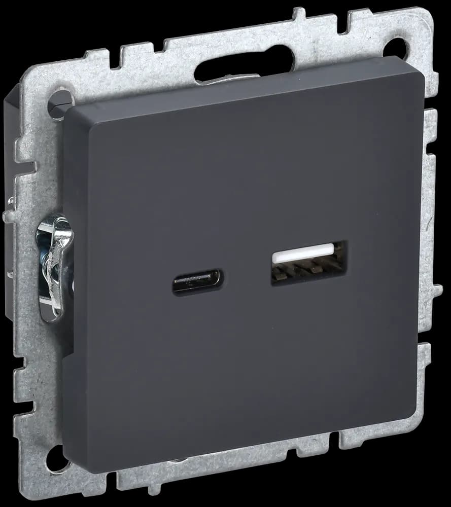 Розетка USB IEK BRITE BR-U22-018-K53 (графит)