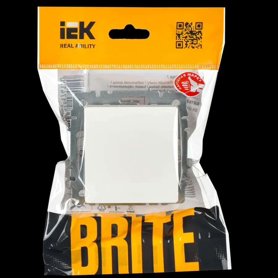 Выключатель 1-клавишный IEK BRITE BR-V10-0-10-K01 (белый), фото 2