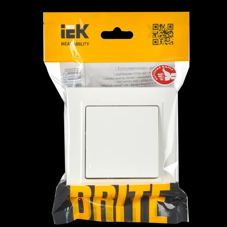 Выключатель 1-клавишный IEK BRITE BR-V10-0-10-K01-F (белый), фото 2