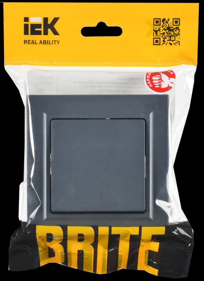 Выключатель 1-клавишный IEK BRITE BR-V10-0-10-K35-F (маренго), фото 2