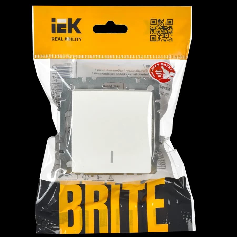 Выключатель 1-клавишный с подсветкой IEK BRITE BR-V10-1-10-K01 (белый), фото 2