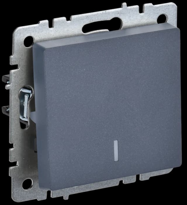 Выключатель 1-клавишный с подсветкой IEK BRITE BR-V10-1-10-K35 (маренго)