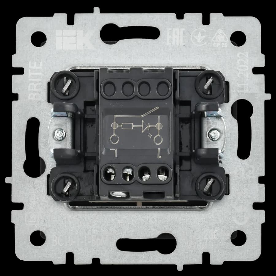 Выключатель 1-клавишный с подсветкой IEK BRITE BR-V10-1-10-K35 (маренго), фото 4