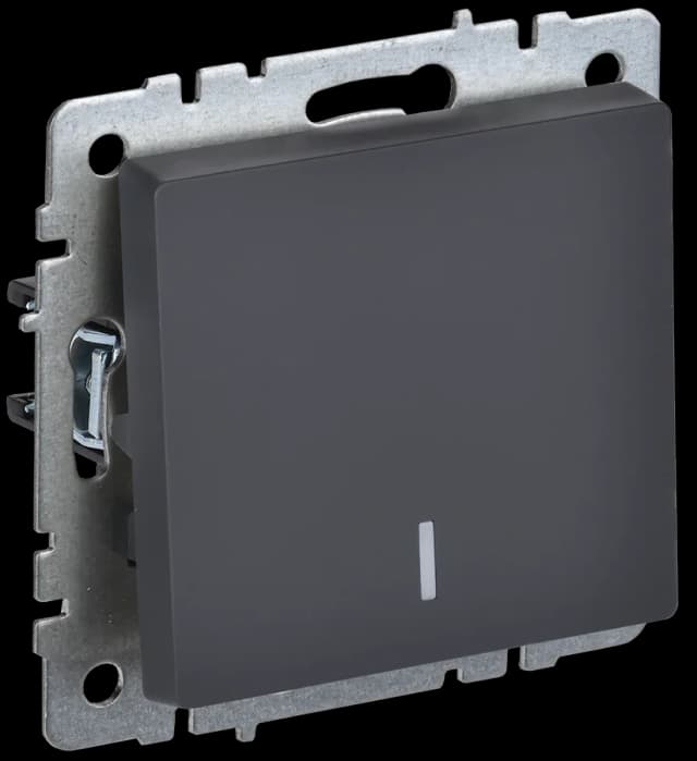 Выключатель 1-клавишный с подсветкой IEK BRITE BR-V10-1-10-K53 (графит)
