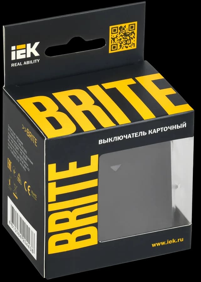 Выключатель 1-клавишный IEK BRITE BR-V11-0-10-K02 (черный), фото 2