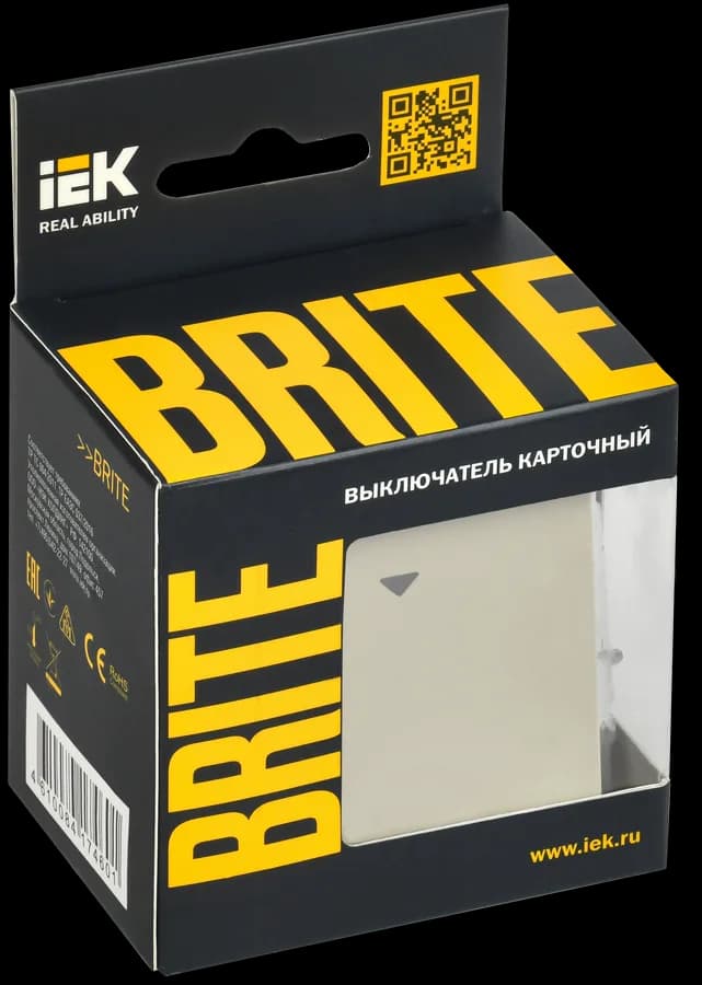 Выключатель 1-клавишный IEK BRITE BR-V11-0-10-K10 (бежевый), фото 2
