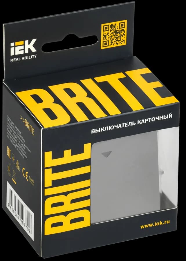 Выключатель 1-клавишный IEK BRITE BR-V11-0-10-K46 (сталь), фото 2