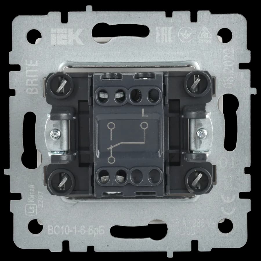 Выключатель 1-клавишный проходной IEK BRITE BR-V12-0-10-K01 (белый), фото 4