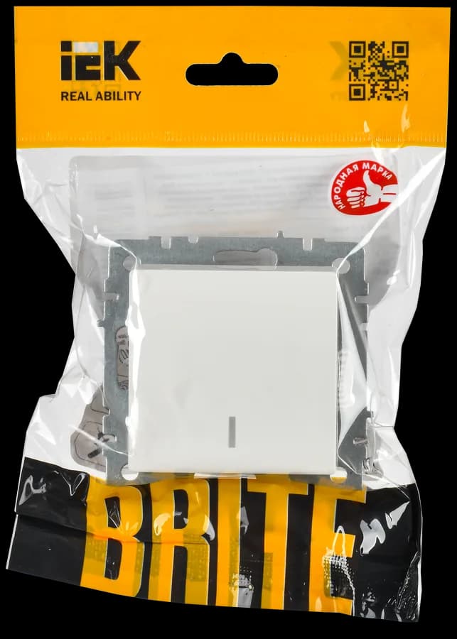 Выключатель 1-клавишный проходной с подсветкой IEK BRITE BR-V12-1-10-K01 (белый), фото 2