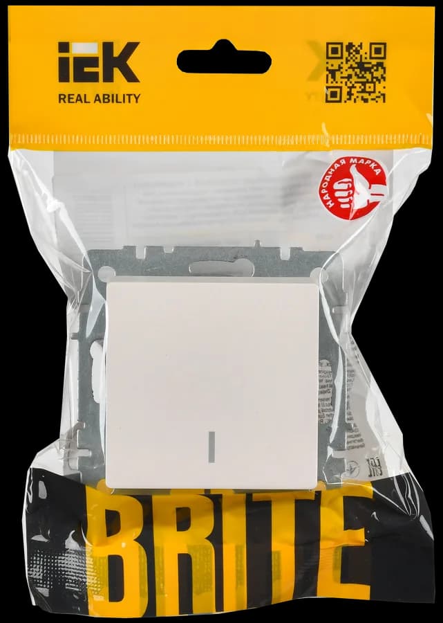 Выключатель 1-клавишный проходной с подсветкой IEK BRITE BR-V12-1-10-K36 (жемчужный), фото 2