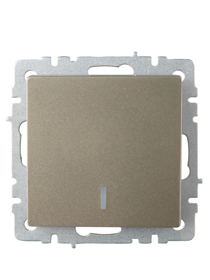 Выключатель 1-клавишный проходной с подсветкой IEK BRITE BR-V12-1-10-K37 (шампань), фото 2