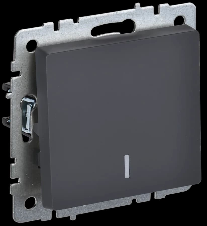 Выключатель 1-клавишный проходной с подсветкой IEK BRITE BR-V12-1-10-K53 (графит)