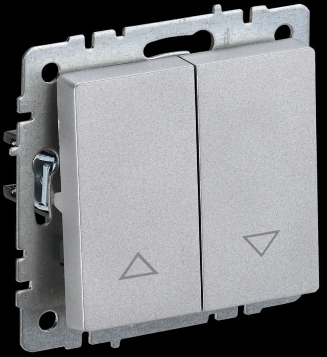 Выключатель 2-клавишный для жалюзи IEK BRITE BR-V15-0-10-K47 (алюминий)