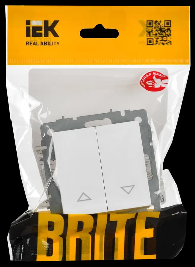 Выключатель 1-клавишный для жалюзи IEK BRITE BR-V15-0-10-K91 (белый арктический), фото 2