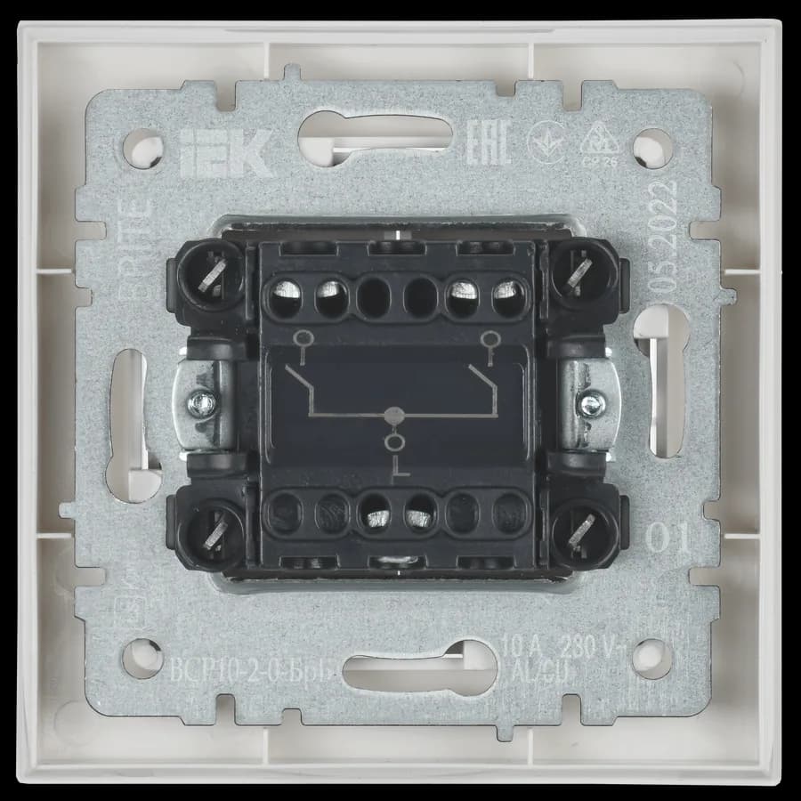 Выключатель 2-клавишный IEK BRITE BR-V20-0-10-K01-F (белый), фото 4