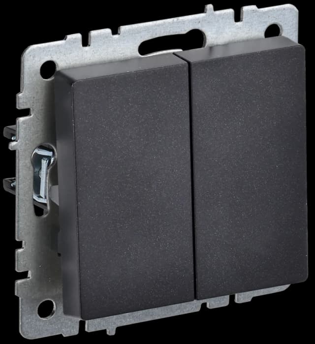 Выключатель 2-клавишный IEK BRITE BR-V20-0-10-K02 (черный)