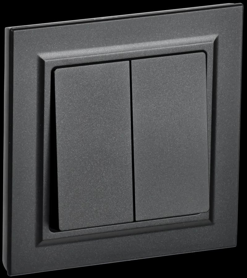 Выключатель 2-клавишный IEK BRITE BR-V20-0-10-K02-F (черный)
