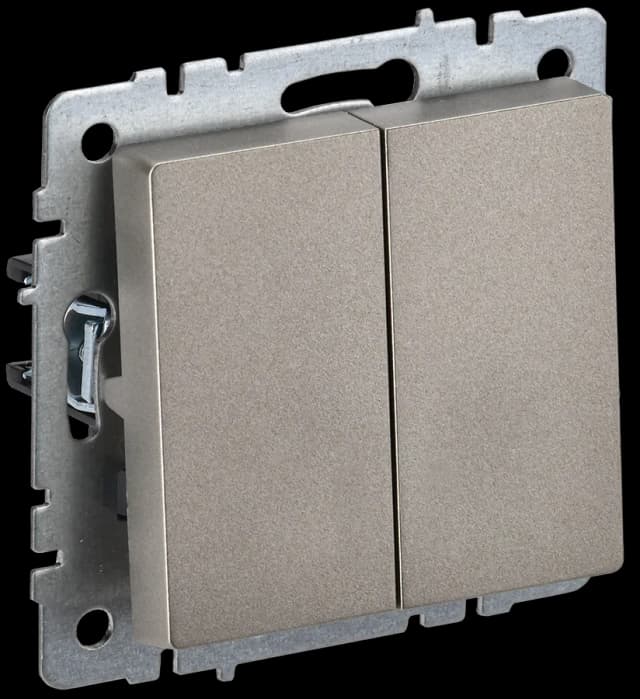 Выключатель 2-клавишный IEK BRITE BR-V20-0-10-K37 (шампань)