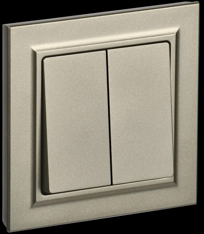 Выключатель 2-клавишный IEK BRITE BR-V20-0-10-K37-F (шампань)