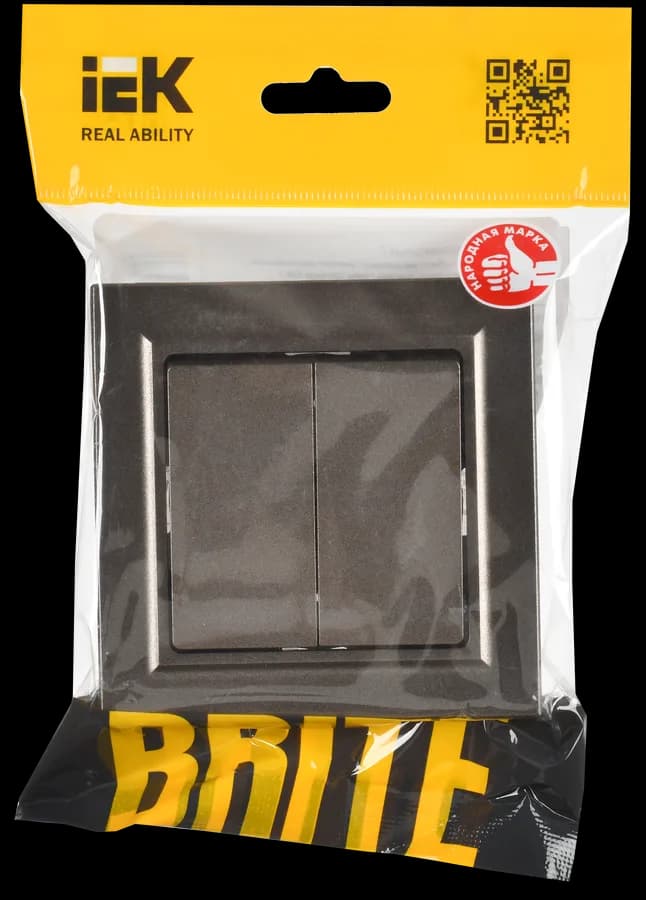 Выключатель 2-клавишный IEK BRITE BR-V20-0-10-K45-F (бронза), фото 2
