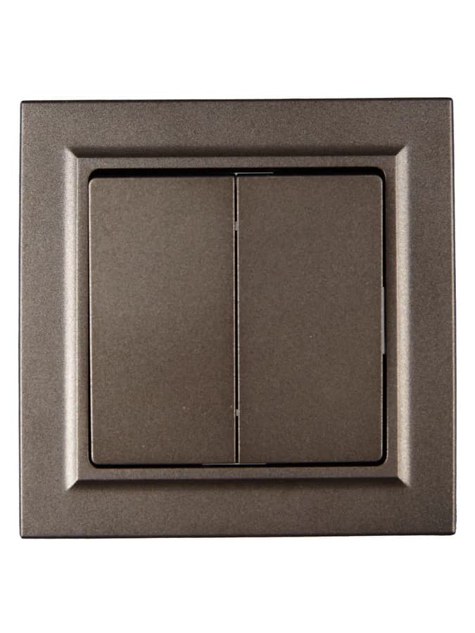 Выключатель 2-клавишный IEK BRITE BR-V20-0-10-K45-F (бронза), фото 3