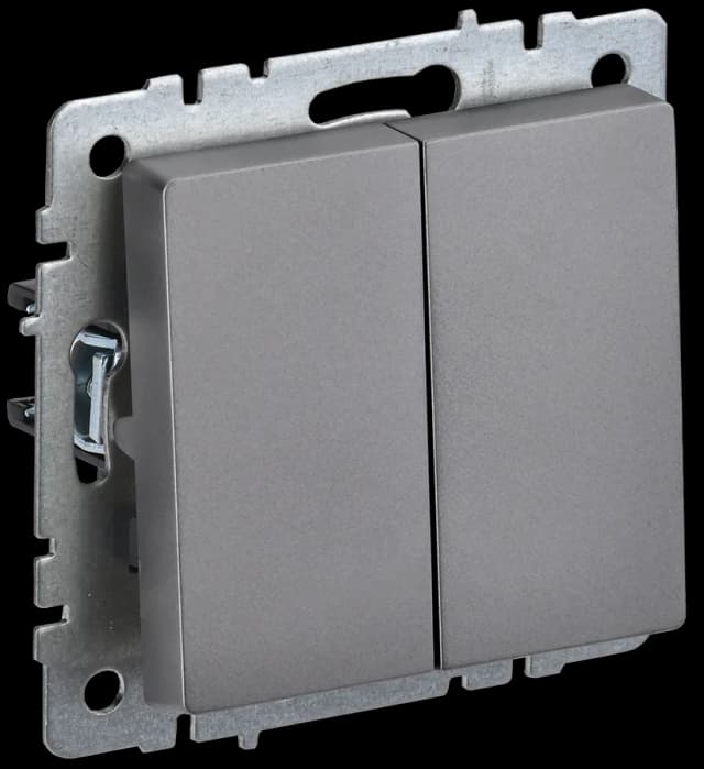 Выключатель 2-клавишный IEK BRITE BR-V20-0-10-K46 (сталь)