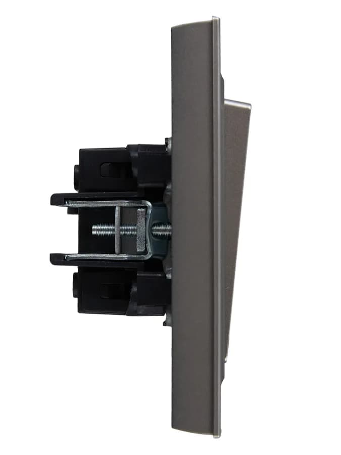 Выключатель 2-клавишный IEK BRITE BR-V20-0-10-K46-F (сталь), фото 4