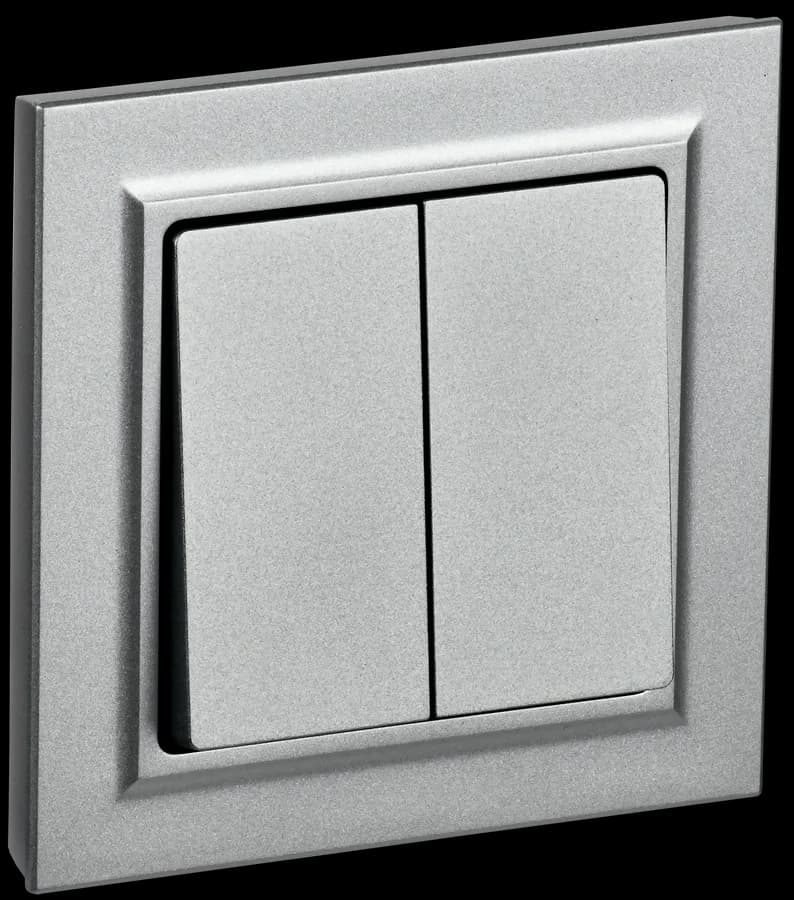 Выключатель 2-клавишный IEK BRITE BR-V20-0-10-K47-F (алюминий)